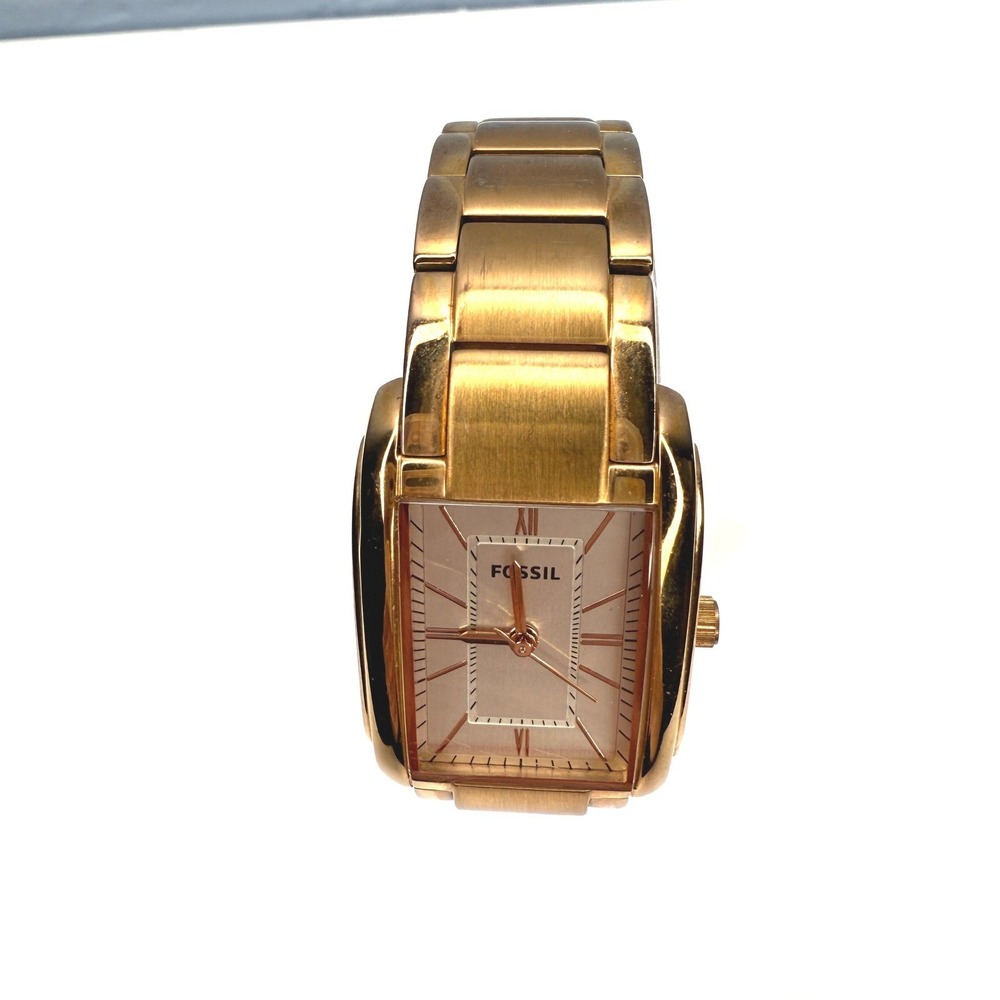 Fossil Women's Rose Gold-Tone Rectangular Quartz Watch Stylish Bracelet Strap - Picture 5 of 7